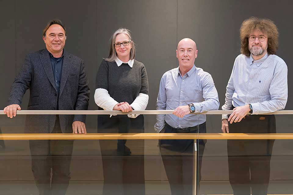 Petros Kokkalis, Co-founder of Climatica; Dr Kate Johnston, UCD’s Head of Strategic Research Partnerships; Mark Sweeney, National Contact Point for Horizon Europe Cluster 6 and Climate Adaptation Mission, Enterprise Ireland,and Dr Dimitrios Argyropoulos, AGROBOOST Project Coordinator and UCD Principal Investigator