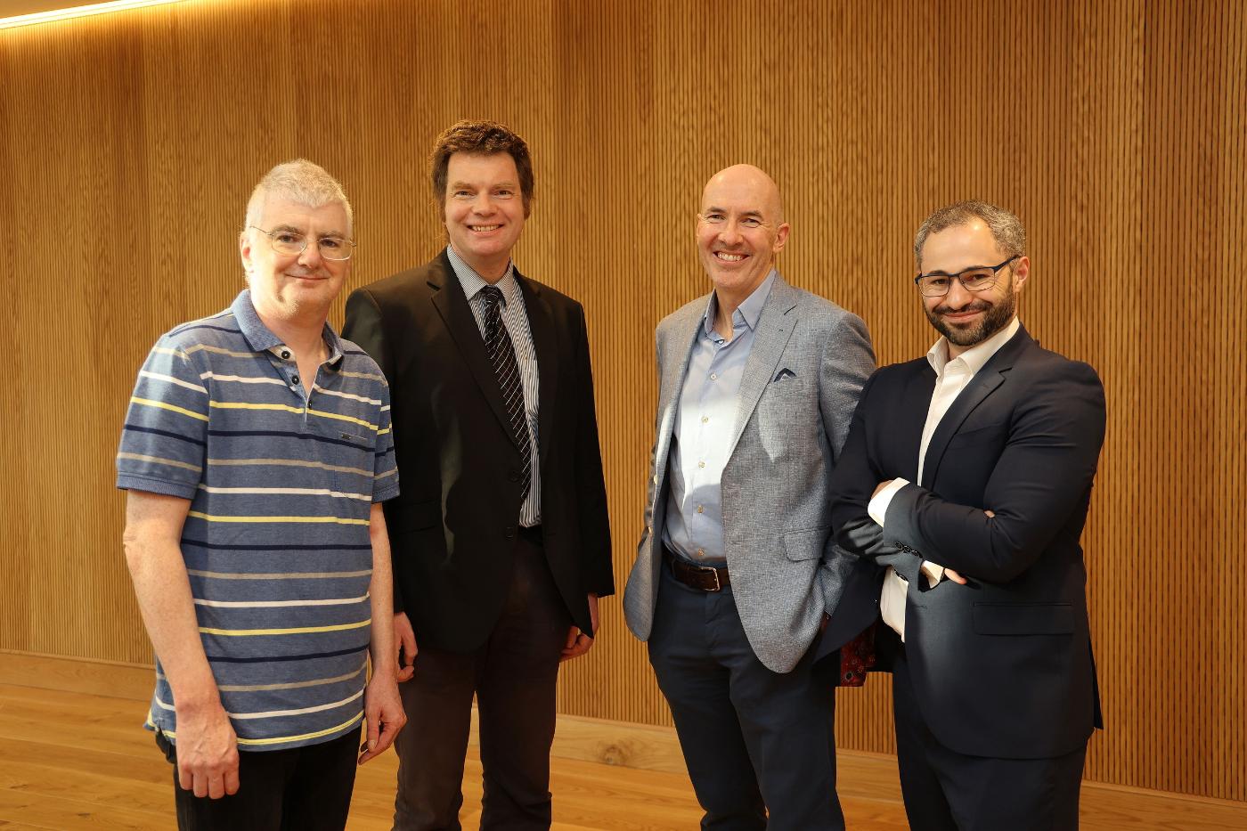 Pictured (l-r) at UCD are BioSimulytics team members, Dr Christian Burnham, Professor Niall English, Peter Doyle and Paul Kilroy-Glynn. (Nick Bradshaw, Fotonic)