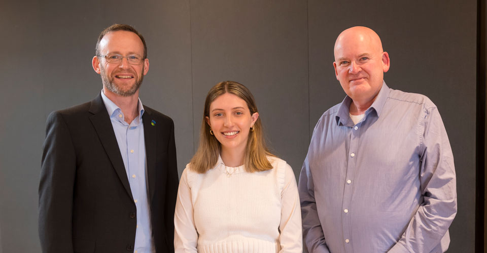 Pictured(L-R) are Dr Vincent Hargaden, Head of School, School of Mechanical & Materials Engineering, Lena O'Cochlain, Arup UCD Engineering scholarship winner, and John Leahy, Arup