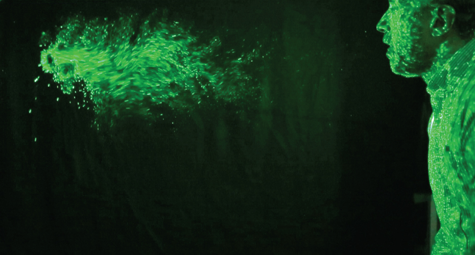 Dr Nolan coughing, visualised with a green laser sheet