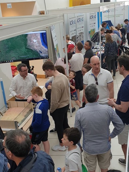 People viewing and talking to Earth Sciences staff at the UCD Festival 2016