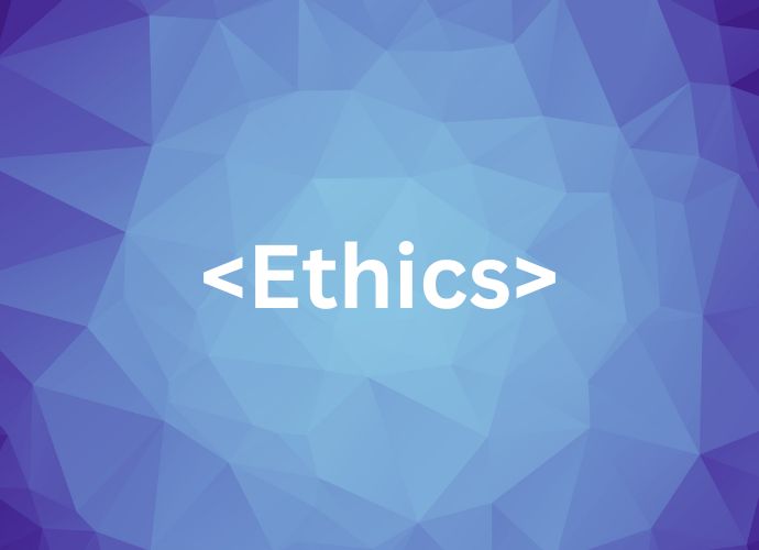 Ethics on blue background