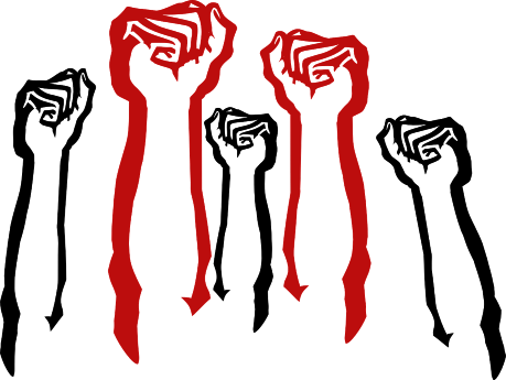 Solidarity Gesture, fist in air, black and red