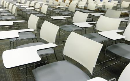 White chairs in a classroom