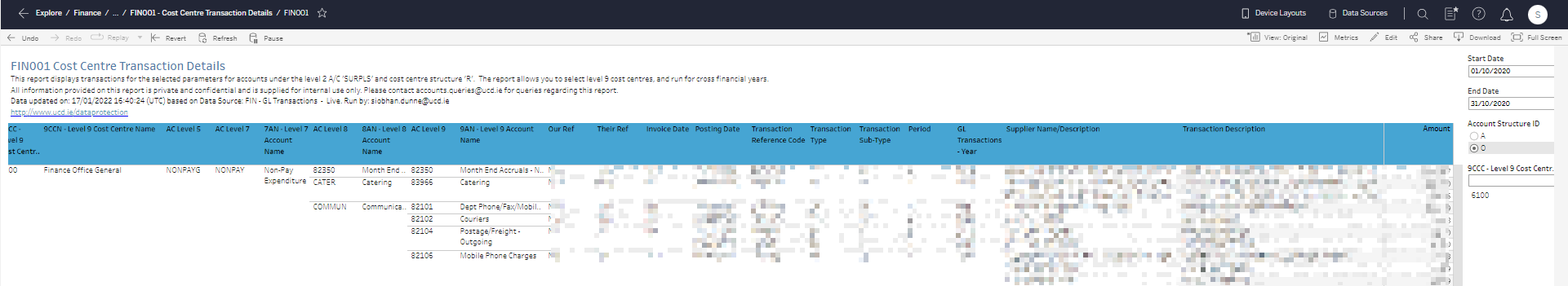 FIN001 Transaction Detail
