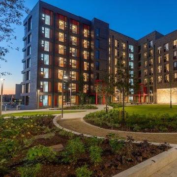 UCD residences at night