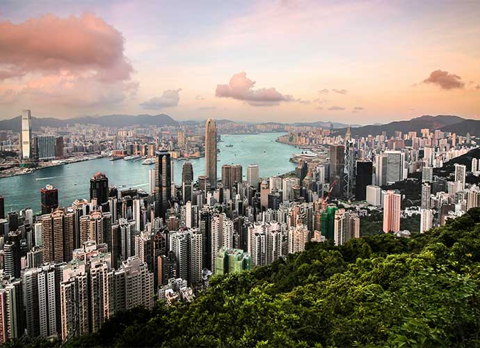 Cityscape of Hong Kong city.
