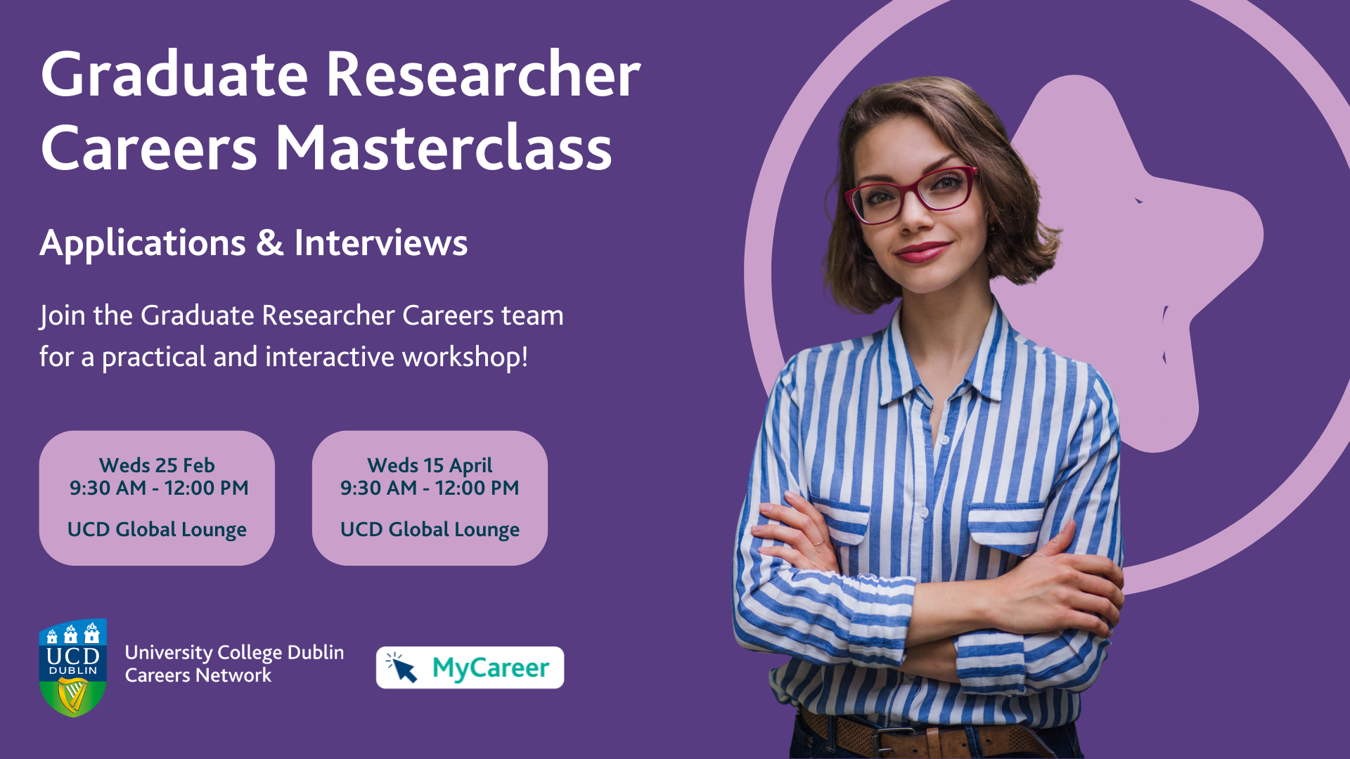 UCD Careers Masterclass on Applications and Interviews poster