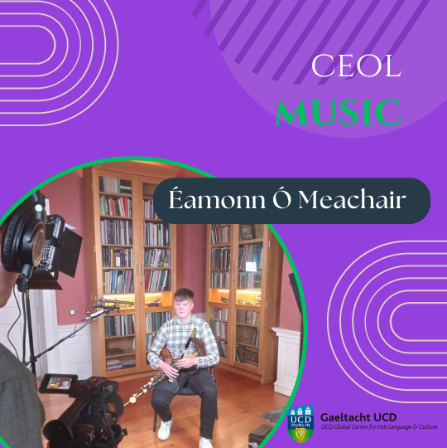 Ceol / Music - image of Éamonn Ó Meachair playing the uilleann pipes