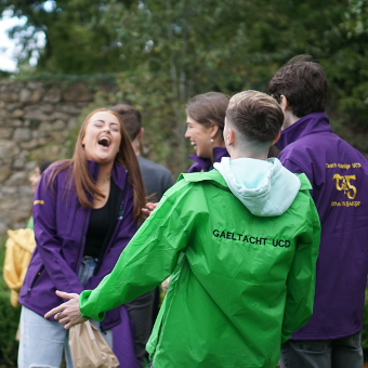 Gaeltacht UCD students laughing together