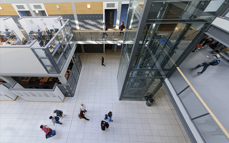 View from the atrium in the Quinn School