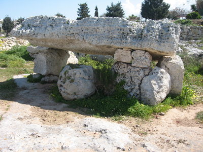 The larger of two dolmens at Wied Filep, Malta