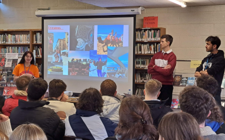 Language Ambassadors presenting to students