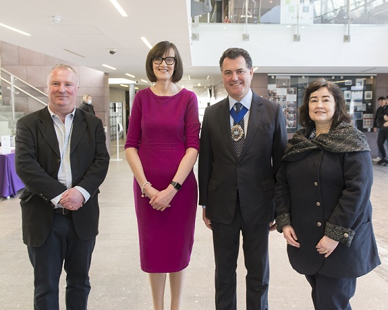 From left to right: BCL' 86 graduates David Foley, Suzanne Egan, the Rt. Hon the Lord Mayor of the City of London, Alderman Vincent Keaveny and Aisling Sweeney.