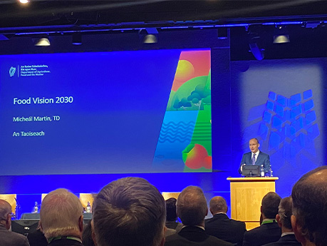 Michael Martin speaking a FoodVision2030 in Dublin Castle.