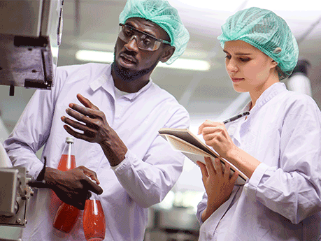 Man and woman in lab.