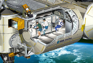 Artists impression of the Columbus laboratory. (Courtesy of ESA, D. Ducros)