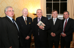 Pictured (l-r): Prof John Coakley, UCD; Sir George Quigley; An Taoiseach, Mr Bertie Ahern TD; Prof Liam O'Dowd, Queens Univeristy, Belfast and Mr Michael Kelly, Chairman, HEA;