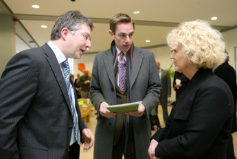 Pictured at the official launch (l-r): Peter Hickey, Sub-Librarian, UCD Library, RTÉ Presenter, Ryan Tubridy and Dr Fiona Thompson, GP, UCD student health service