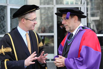 President of UCD, Dr Hugh Brady with EU Foreign Policy Chief, Dr Javier Solana at University College Dublin on Wednesday 22 April 2009