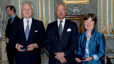 King Carl Gustaf of Stockholm with Professor Allen J Scott, UCLA, USA, and 