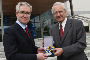 President of UCD, Dr. Hugh Brady presents Prof Richard R Ernst with 