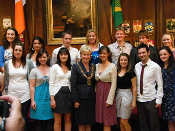 Fianna Fáil Councillor Eibhlin Byrne the Lord Mayor of Dublin with graduate students from the UCD School of Geography, Planning and Environmental Policy