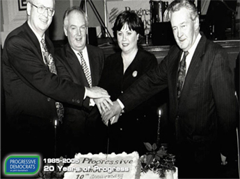 Launching the PD Party in 1985: Michael McDowell, Paul Mackay, Mary Harney, Des O'Malley