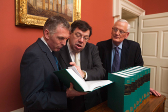 Pictured at the launch of the Dictionary of Irish Biography, November 2009 (l-r): James Quinn, An Taoiseach, Brian Cowen and James McGuire