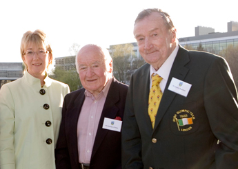 Pictured at the UCD announcement (l-r): The Minister for Tourism, Culture & Sport, Mary Hanafin TD with Irish athletes, Brendan O'Kelly and Jimmy Reardon, who competed in the 1948 Olympics (the last time the Olympics were hosted in London)