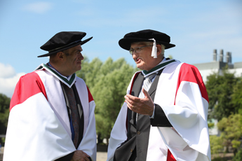 Colm Tóibín pictured with Jürgen Habermas at University College Dublin 