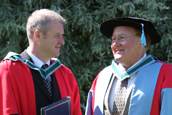 Prof Cormac Taylor, UCD School of Medicine and Medical Science, pictured with medical researcher and physician, Prof Martin Carey, who received an honorary degree from UCD