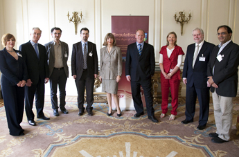 Pictured from left: Dr Niamh Hardiman, UCD School of Politics and International Relations; Dr Hugh Brady, President of UCD; Professor Jacint Jordana, Pompeu Fabre University, and Co-Chair ECPR Standing Group on Regulatory Governance; Professor Colin Scott, Professor of EU Regulation and Governance, UCD School of Law, Conference Chair; Professor Adrienne Héritier, European University Institute (keynote lecturer); Mr Conor Lenihan TD, Minister for Natural Resources and the Knowledge Society; Professor Brigid Laffan, Principal, UCD College of Human Sciences; Mr Paul Gallagher, Attorney General; Professor David Levi-Faur, Hebrew University of Jerusalem and Co-Chair ECPR Standing Group on Regulatory Governance