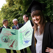 Picturd far right: Batt O’Keeffe, Minister for Enterprise, Trade and Innovation; Frank Ryan, CEO Enterprise Ireland; Prof. Frank Roche, Director UCD Michael Smurfit Graduate Business School; Graduate, Niamh Roddy 