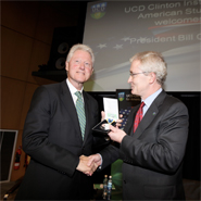 42nd President of the United States, Bill Clinton, was presented with the Ulysses Medal by the President of University College Dublin, Dr Hugh Brady
