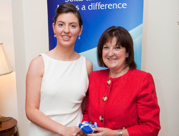 Pictured receiving her Fulbright Award: Madeleine Ní Ghallchobhair, UCD School of Irish, Celtic Studies, Irish Folklore and Linguistics, and Ms. Una Halligan, Chairperson, Fulbright Commission 