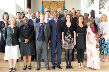 Paul Kagame, President of the Republic of Rwanda meets with students from the UCD/TCD Master’s in Development Practice