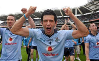 UCD graduate Cian O'Sullivan celebebrates Dublin's historic victory in Croke Park