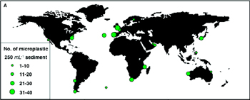 Areas where the researchers discovered significant concentrations of microplastic 