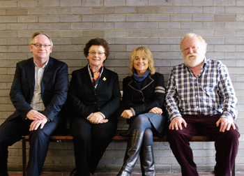 Pictured at UCD (l-R): Dr Eamonn Jordan, UCD School of English, Drama and Film; Prof Maeve Conrick, Principal, UCD College of Arts and Celtic Studies; Sinead Cusack, Actress; and Professor Frank McGuinness, UCD School of English Drama and Film.