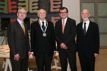 Pictured at the Event (l-r): Dr Hugh Brady, President of UCD; Irish architect, Kevin Roche; Prof Hugh Campbell, Dean of Architecture, UCD; Prof Cathal O'Neill, Former Head of Architecture at UCD;
