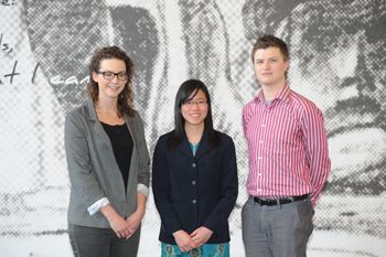 Winners of International Student of the Year Award: Lyndsay Baker (Ireland) studying Commerce and Chinese Studies at UCD; Ying Ying Thum (Malaysia) studying Medicine at UCD; and Benedikt Minke (Germany) completing a PhD in Systems Biology at UCD