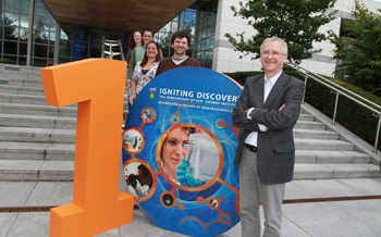 Pictured with Professor Walter Kolch, Director, UCD Conway Institute are (l-r) UCD Conway Institute PhD students, Natalia Volinsky, Mattia Bramini, Paul Lavin and Anna Sanders 