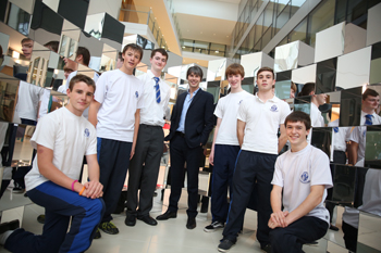 Prof Brian Cox with students from St. Andrew's College