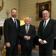 Prof Carel Le Roux, UCD School of Medicine and Medical Science; President of Ireland, Michael D Higgins and Professor Mark Ferguson, Director General of Science Foundation Ireland and Chief Scientific Adviser to the Government of Ireland