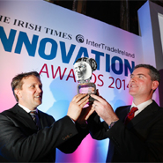 Pictured far right, overall winner at the 2014 Irish Times InterTradeIreland Innovation Awards: Wayne Byrne, CEO, OxyMem and ProfessorEoin Casey, UCD School of Chemical and Bioprocess Engineering, co-founder, OxyMem 