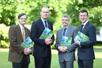 Pictured at the launch of the report: Prof Alexander Evans, Head of UCD School of Agriculture & Food Science and UCD Dean of Agrilcuture; Simon Coveney TD, Minister for Agriculture, Food and Marine; Professor Alan Renwick, UCD School of Agriculture and Food Science; and Seán Farrell, Head of Agriculture, Bank of Ireland Business Banking