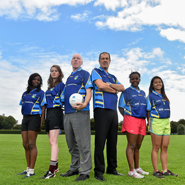 Rachel Adeoye, Agata Blasiak, Brian Mullins, UCD Director of Sport, Ollie Brogan, Managing Director, ESB International, Bittini Ribagyiza and Low Yik Chin. UCD, Belfield, Dublin.