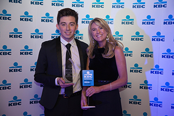 Sean Hayes, winner of Features Writer Arts & Pop Culture, pictured with Sarah Ridge, KBC Hub manager Stillorgan