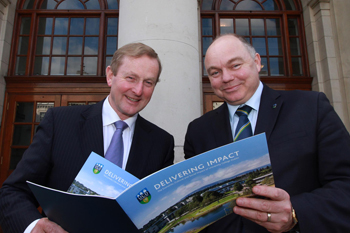An Taoiseach Enda Kenny TD and UCD President, Prof Andrew J Deeks at launch of UCD Impact Report